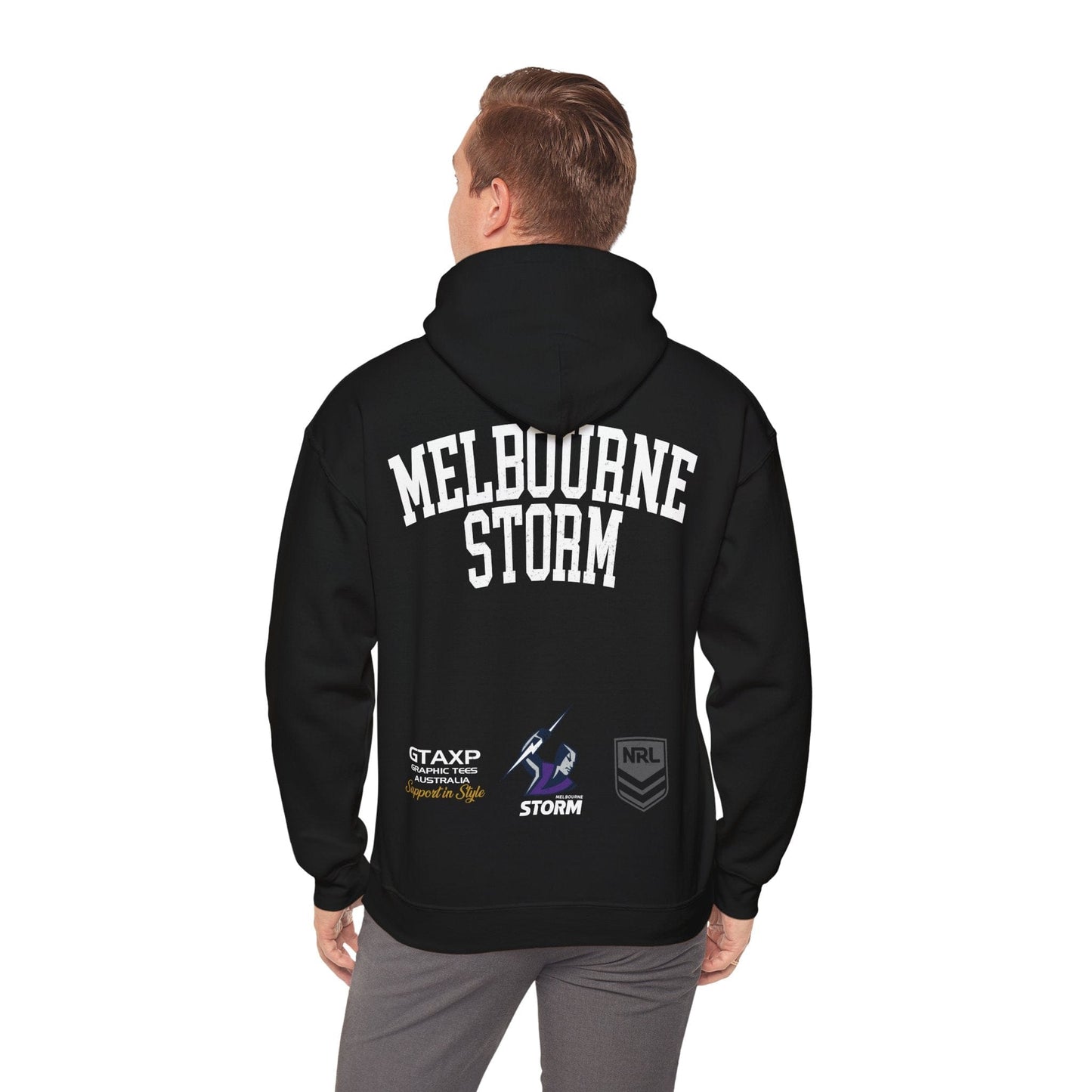 Melbourne Storm NRL Hoodie Printify Black / S Graphic T-Shirt Australia -  Cool Graphic T-Shirts Online - 