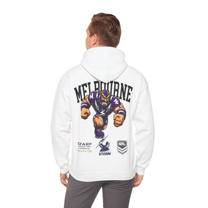 Melbourne Storm Storm-Man Hoodie Printify White / S Graphic T-Shirt Australia -  Cool Graphic T-Shirts Online - 