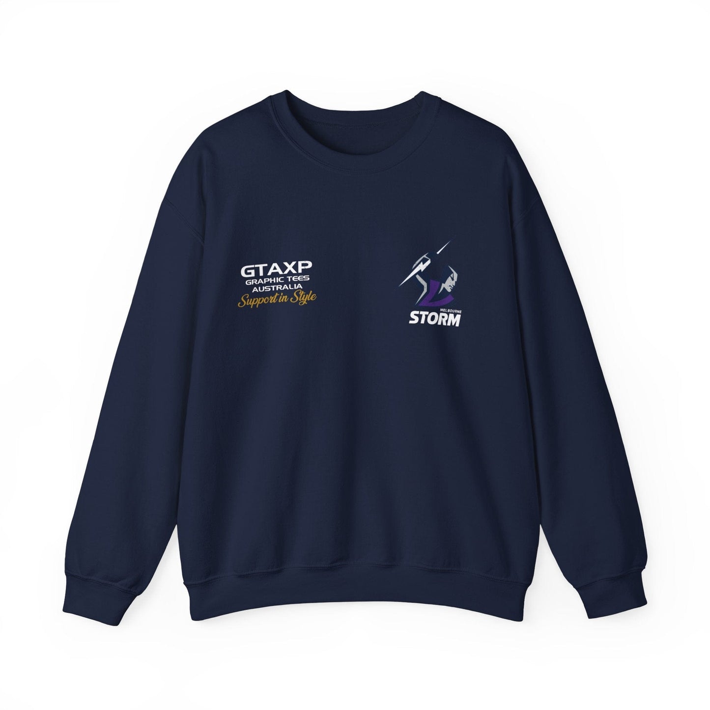 Melbourne Storm Storm-Man Jumper Graphic Tees Australia Graphic T-Shirt Australia -  Cool Graphic T-Shirts Online -  Melbourne Storm Storm-Man Jumper | Melbourne Storm Crew Sweater