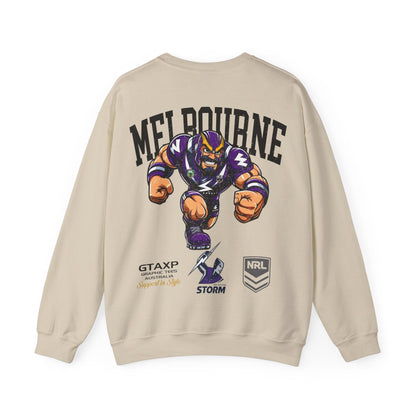 Melbourne Storm Storm-Man Jumper Graphic Tees Australia Graphic T-Shirt Australia -  Cool Graphic T-Shirts Online -  Melbourne Storm Storm-Man Jumper | Melbourne Storm Crew Sweater