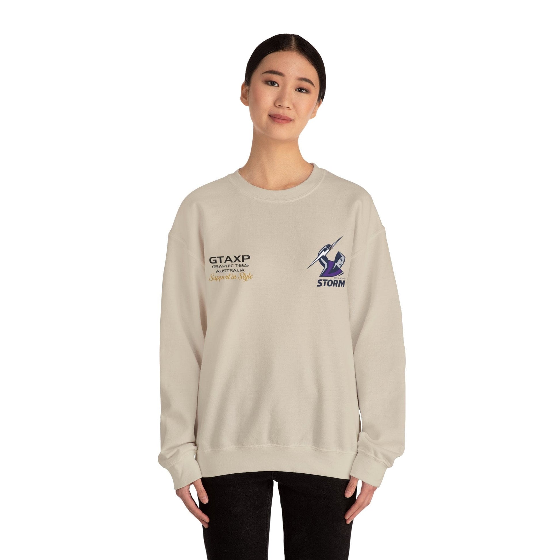 Melbourne Storm Storm-Man Jumper Graphic Tees Australia Graphic T-Shirt Australia -  Cool Graphic T-Shirts Online -  Melbourne Storm Storm-Man Jumper | Melbourne Storm Crew Sweater