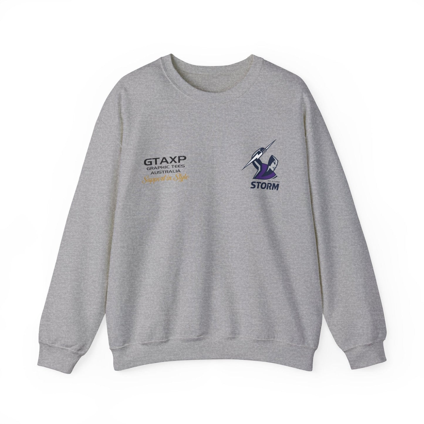 Melbourne Storm Storm-Man Jumper Graphic Tees Australia Graphic T-Shirt Australia -  Cool Graphic T-Shirts Online -  Melbourne Storm Storm-Man Jumper | Melbourne Storm Crew Sweater