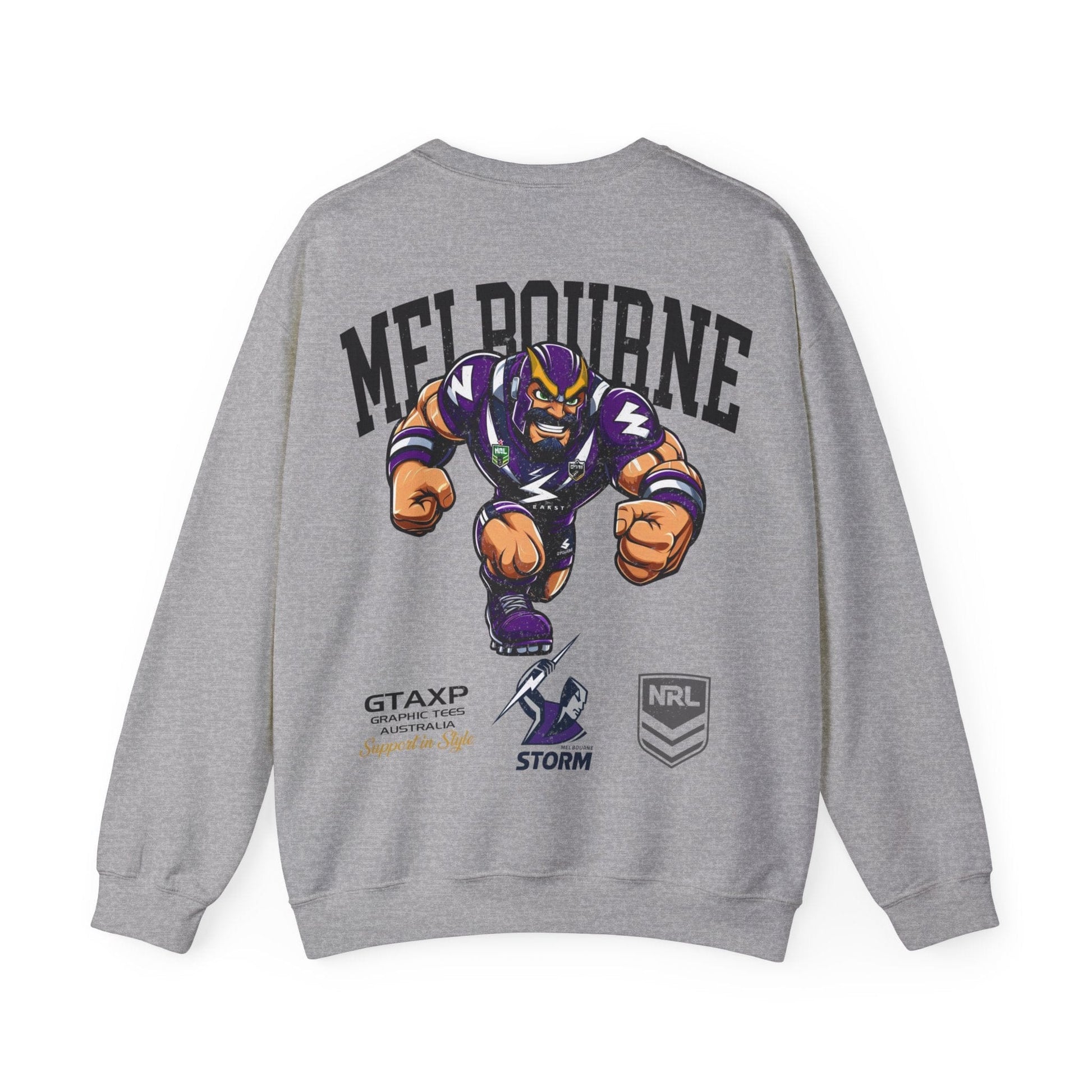 Melbourne Storm Storm-Man Jumper Graphic Tees Australia Graphic T-Shirt Australia -  Cool Graphic T-Shirts Online -  Melbourne Storm Storm-Man Jumper | Melbourne Storm Crew Sweater