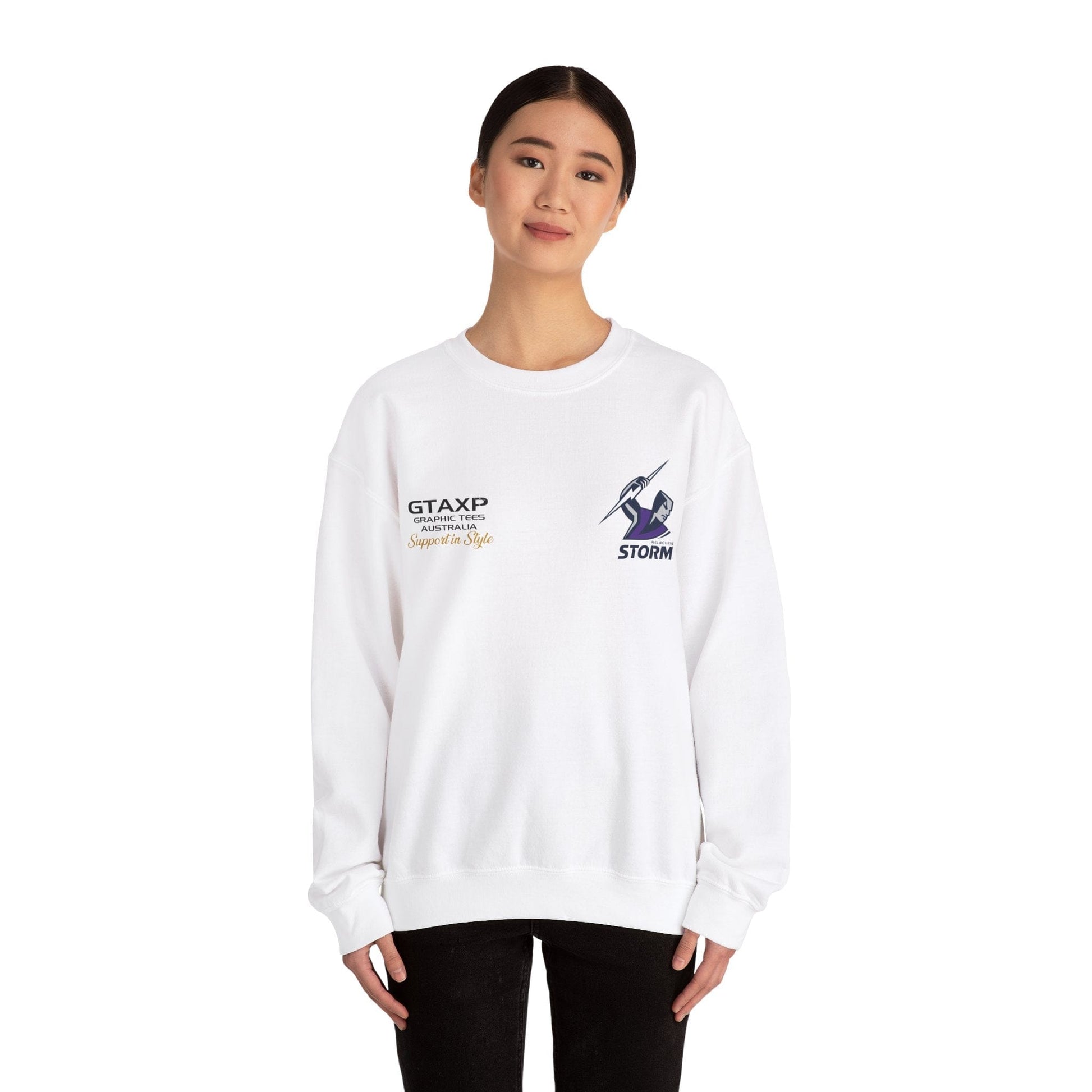 Melbourne Storm Storm-Man Jumper Printify Graphic T-Shirt Australia -  Cool Graphic T-Shirts Online - 