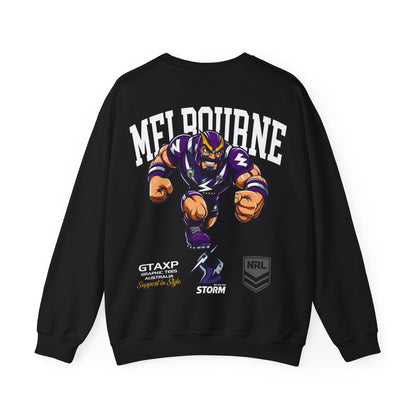 Melbourne Storm Storm-Man Jumper Graphic Tees Australia Graphic T-Shirt Australia -  Cool Graphic T-Shirts Online -  Melbourne Storm Storm-Man Jumper | Melbourne Storm Crew Sweater