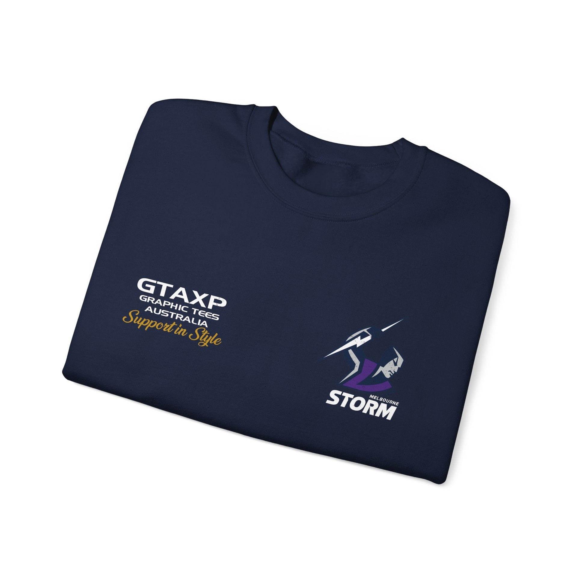 Melbourne Storm Storm-Man Jumper Graphic Tees Australia Graphic T-Shirt Australia -  Cool Graphic T-Shirts Online -  Melbourne Storm Storm-Man Jumper | Melbourne Storm Crew Sweater