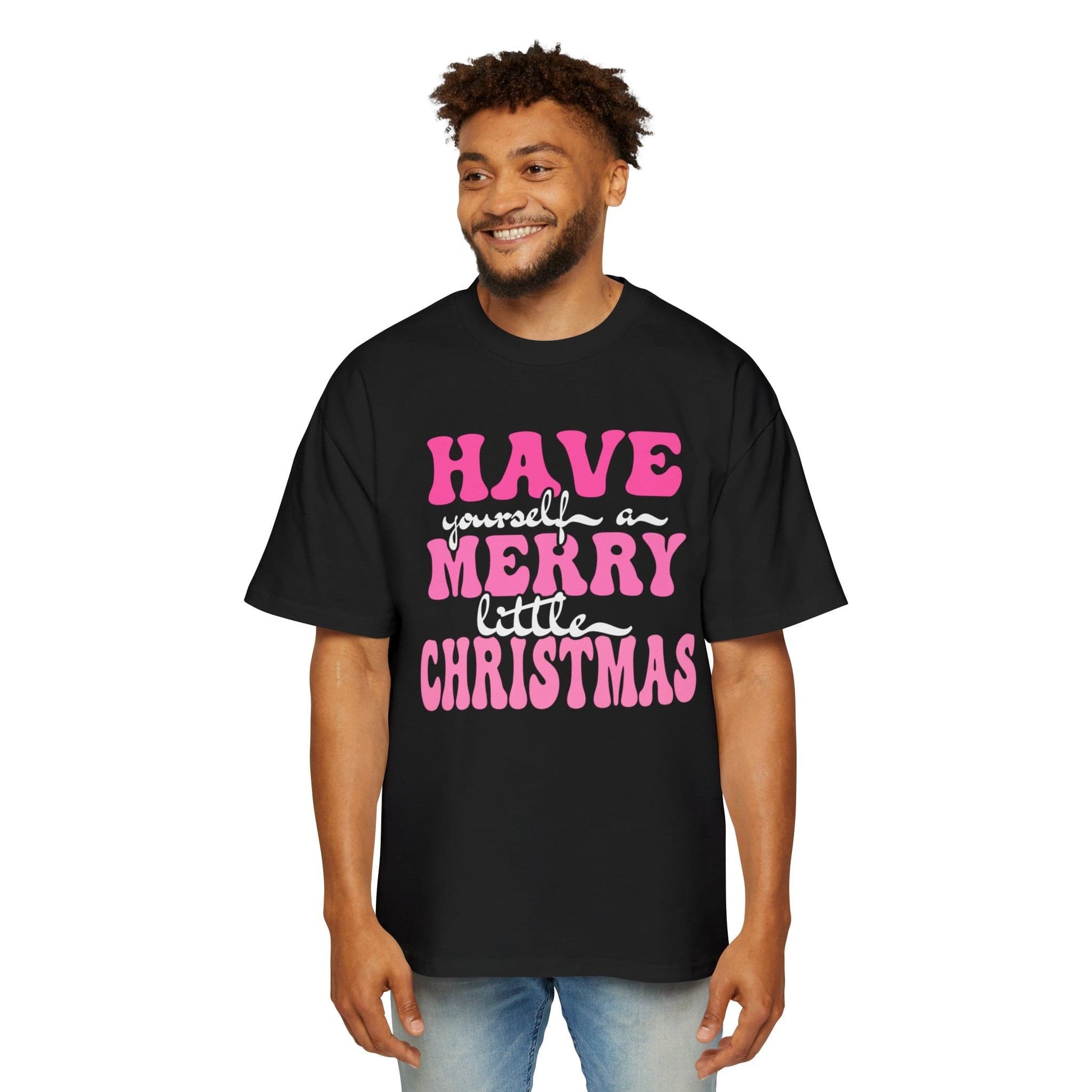 Merry Little Christmas Oversized Tee Printify Black / S Graphic T-Shirt Australia -  Cool Graphic T-Shirts Online - 