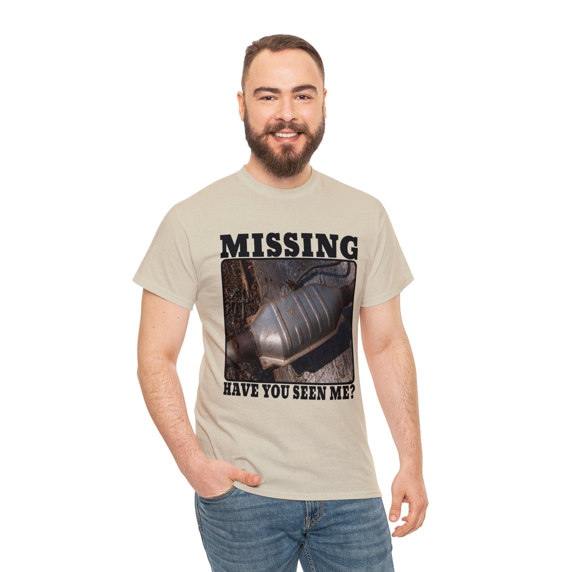 Missing Catalytic Converter Graphic Tee Graphic Tees Australia Sand / S Graphic T-Shirt Australia -  Cool Graphic T-Shirts Online -  Missing Catalytic Converter T-Shirt | Funny Graphic T-Shirt