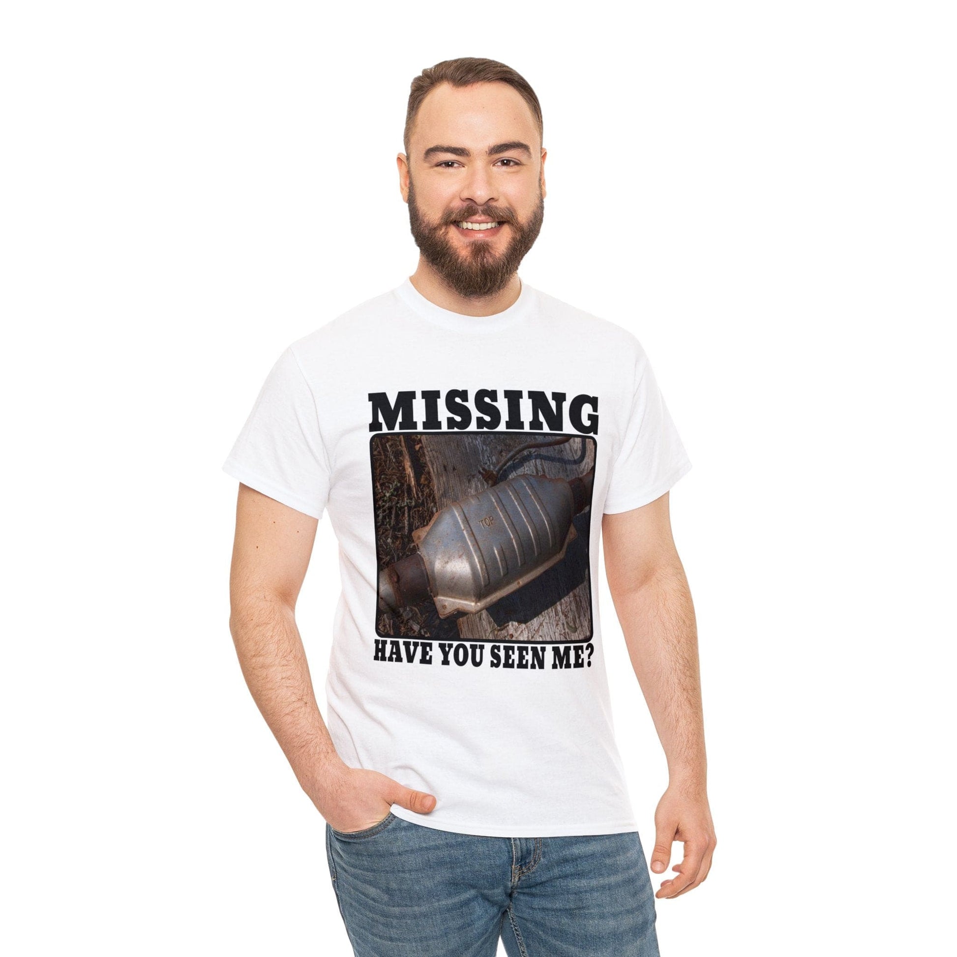 Missing Catalytic Converter Graphic Tee Graphic Tees Australia White / S Graphic T-Shirt Australia -  Cool Graphic T-Shirts Online -  Missing Catalytic Converter T-Shirt | Funny Graphic T-Shirt