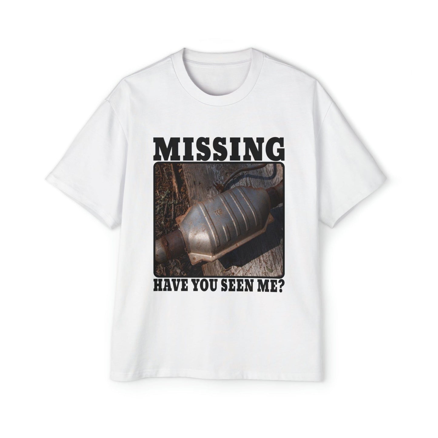 Missing Catalytic Converter Oversized Tee Graphic Tees Australia White / S Graphic T-Shirt Australia -  Cool Graphic T-Shirts Online - 