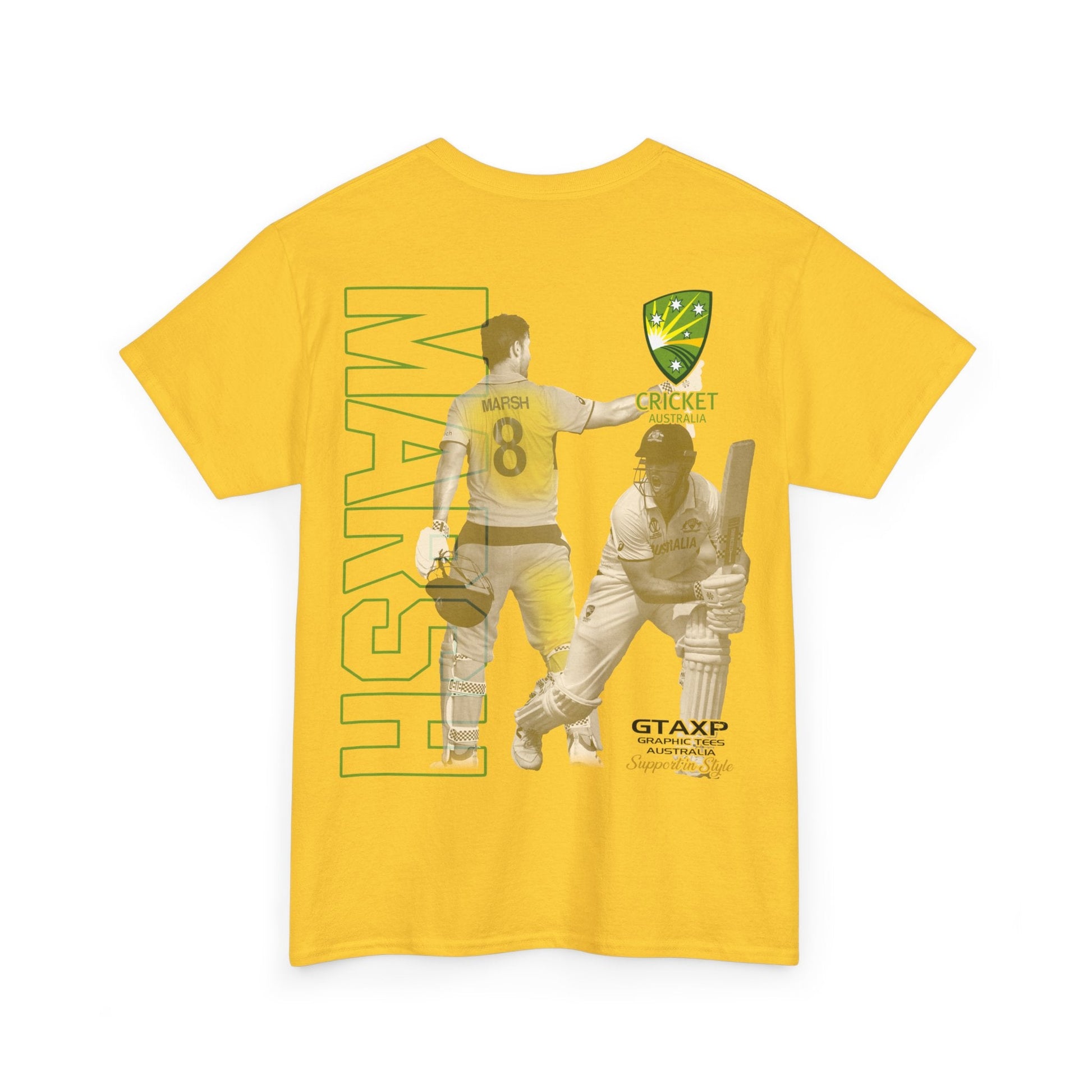 Mitch Marsh T20 World Cup Graphic Tee Graphic Tees Australia Graphic T-Shirt Australia -  Cool Graphic T-Shirts Online -  Mitch Marsh T20 World Cup T-Shirt | Cricket Australia Merchandise