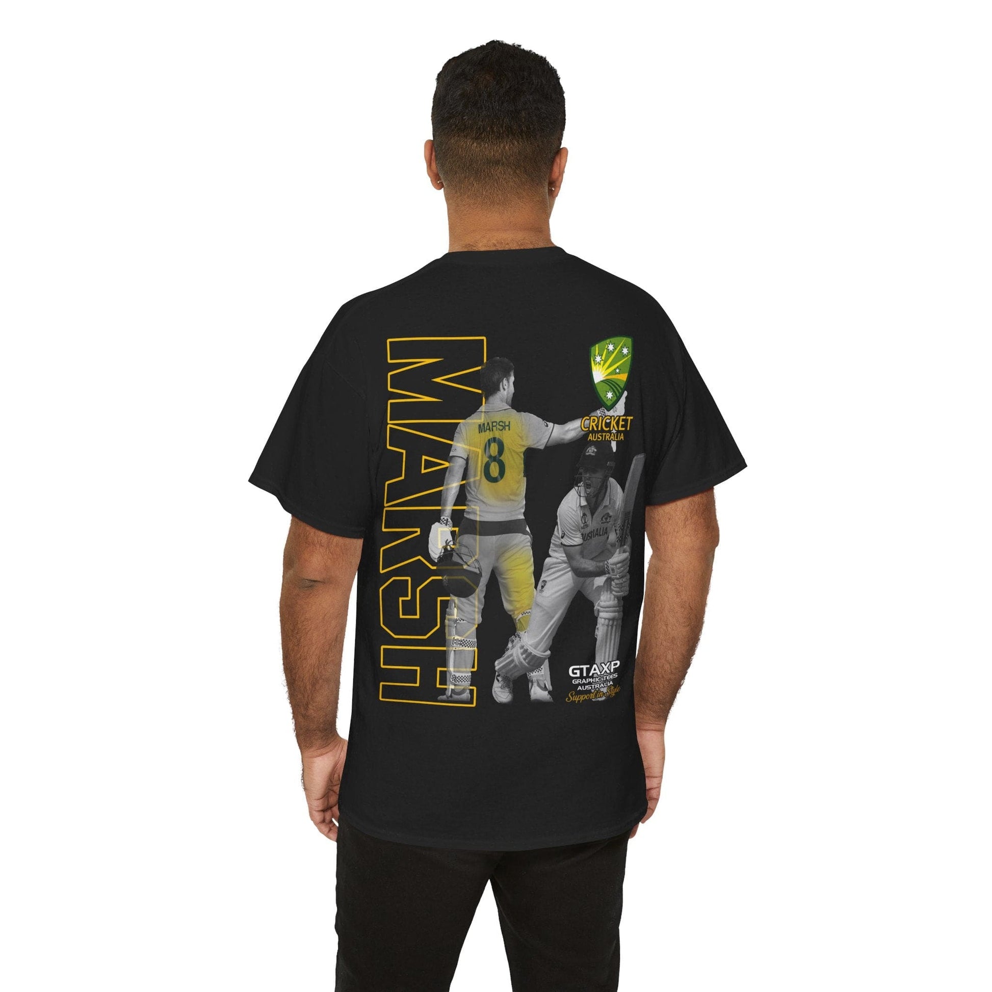 Mitch Marsh T20 World Cup TShirt Printify Black / S Graphic T-Shirt Australia -  Cool Graphic T-Shirts Online - 