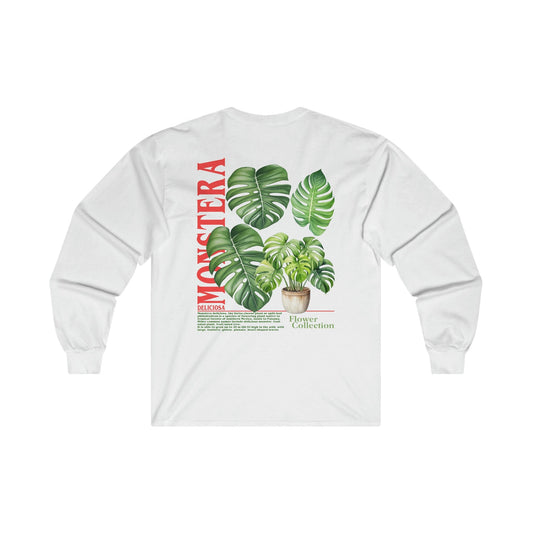 Monstera Long Sleeve Graphic Tees Australia S / White Graphic T-Shirt Australia -  Cool Graphic T-Shirts Online -  Monstera Long Sleeve | Cool Long Sleeve T-Shirts Australia