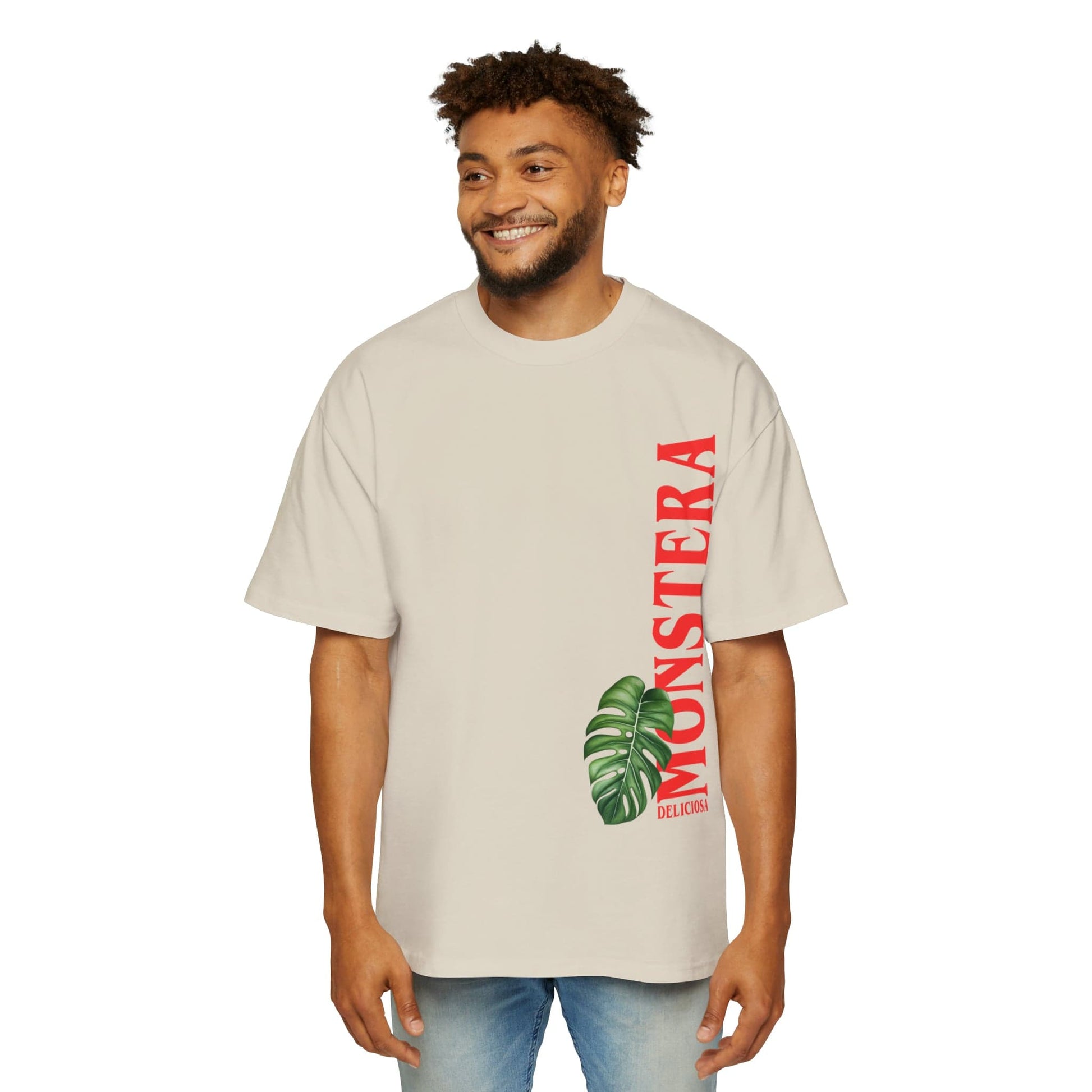 Monstera Oversized Tee Graphic Tees Australia Ecru / S Graphic T-Shirt Australia -  Cool Graphic T-Shirts Online -  Monstera Oversized Tee | Cool Graphic T-Shirts Online