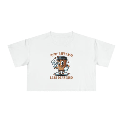 More Espresso Less Depresso Crop Tee Graphic Tees Australia Graphic T-Shirt Australia -  Cool Graphic T-Shirts Online - 