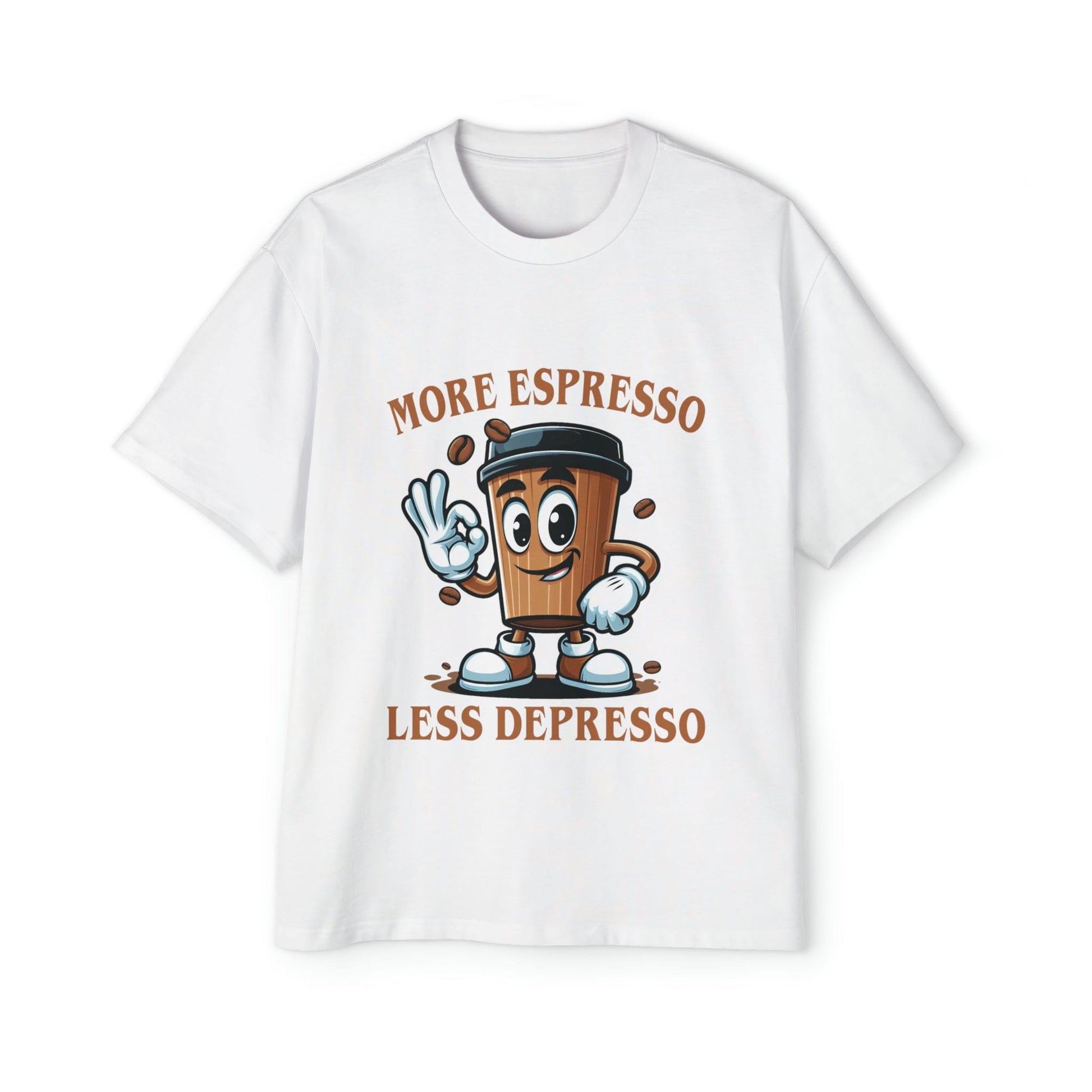 More Espresso Less Depresso Oversized Tee Graphic Tees Australia White / S Graphic T-Shirt Australia -  Cool Graphic T-Shirts Online - 