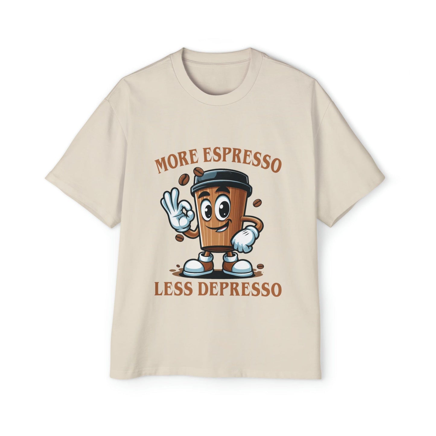 More Espresso Less Depresso Oversized Tee Graphic Tees Australia Ecru / S Graphic T-Shirt Australia -  Cool Graphic T-Shirts Online - 