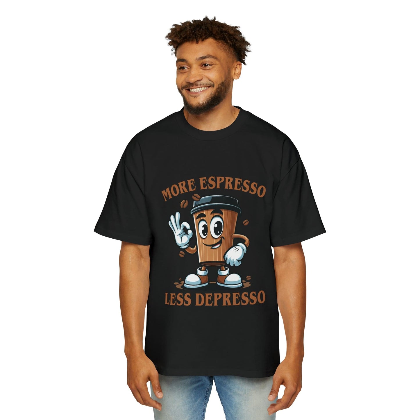 More Espresso Less Depresso Oversized Tee Graphic Tees Australia Graphic T-Shirt Australia -  Cool Graphic T-Shirts Online - 