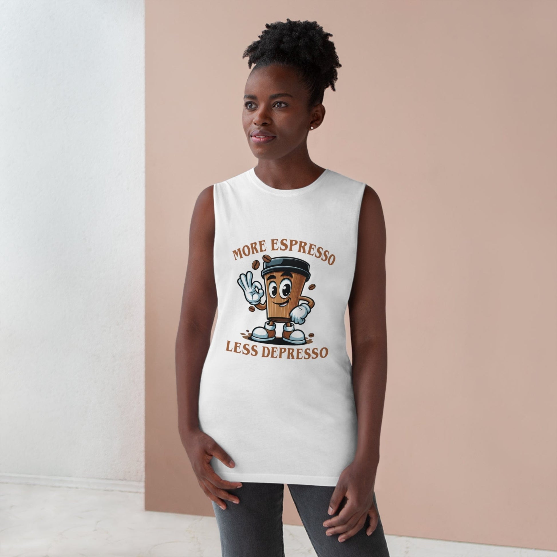 More Espresso Less Depresso Tank Top Graphic Tees Australia Graphic T-Shirt Australia -  Cool Graphic T-Shirts Online - 