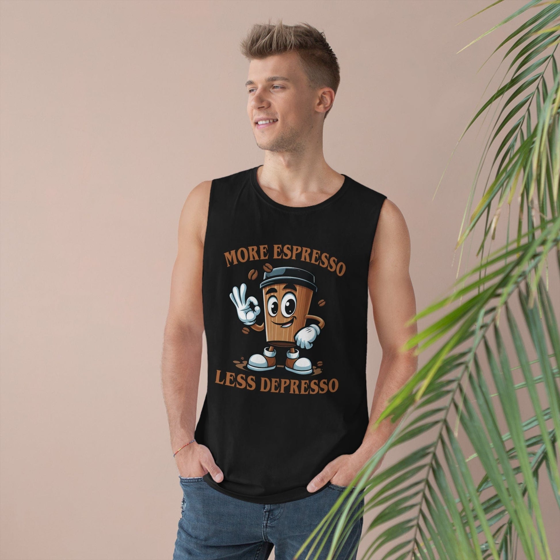 More Espresso Less Depresso Tank Top Graphic Tees Australia Graphic T-Shirt Australia -  Cool Graphic T-Shirts Online - 