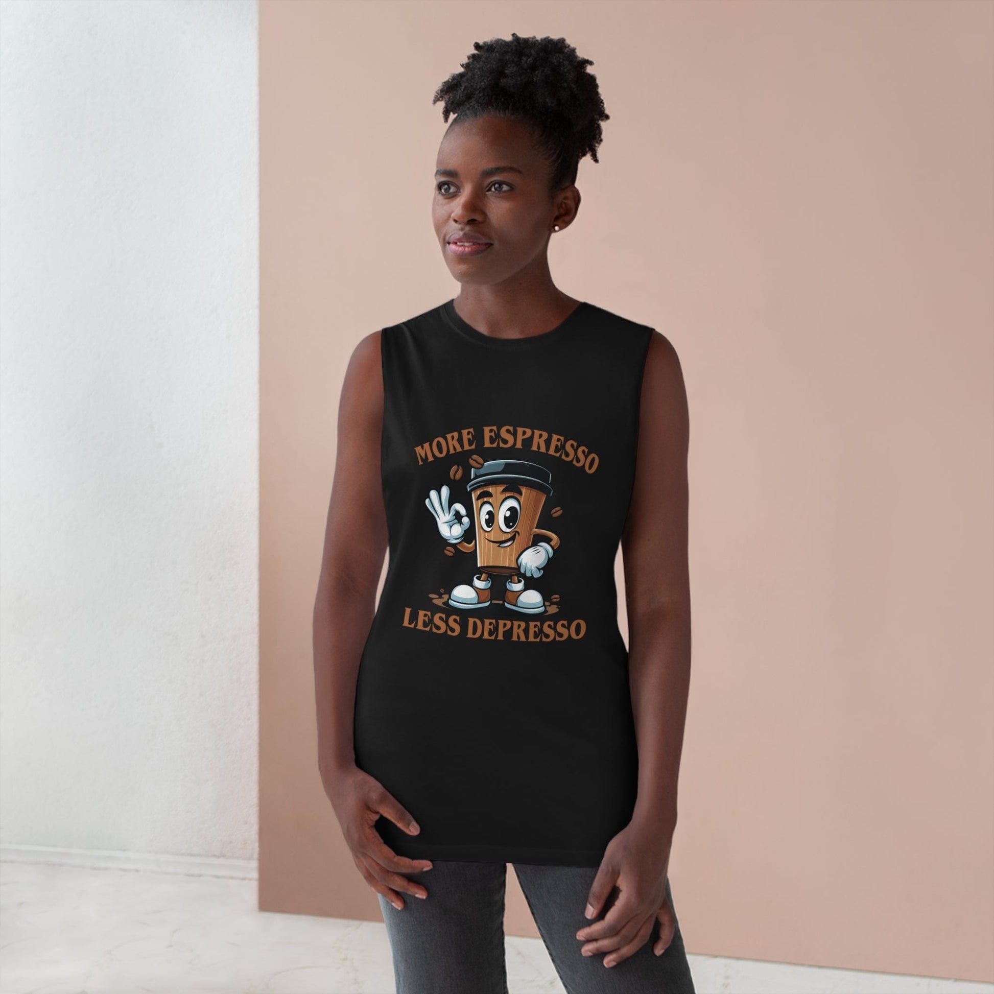 More Espresso Less Depresso Tank Top Graphic Tees Australia Graphic T-Shirt Australia -  Cool Graphic T-Shirts Online - 