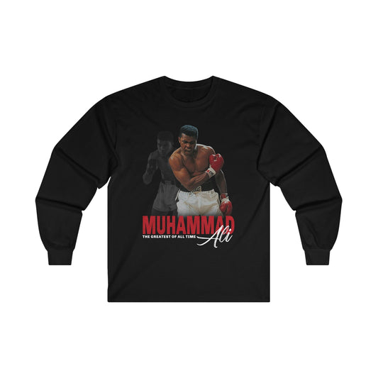 Muhammad Ali GOAT Long Sleeve Graphic Tees Australia S / Black Graphic T-Shirt Australia -  Cool Graphic T-Shirts Online -  Muhammad Ali GOAT Long Sleeve T-Shirt | Vintage T-Shirts Au