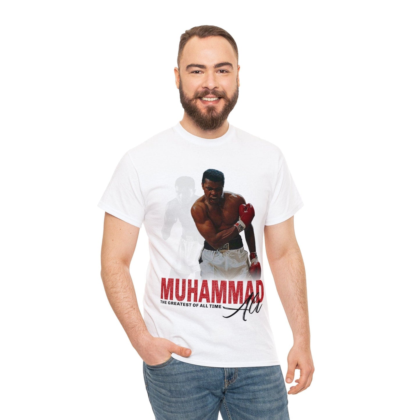 Muhammud Ali GOAT Graphic Tee Graphic Tees Australia White / S Graphic T-Shirt Australia -  Cool Graphic T-Shirts Online - 