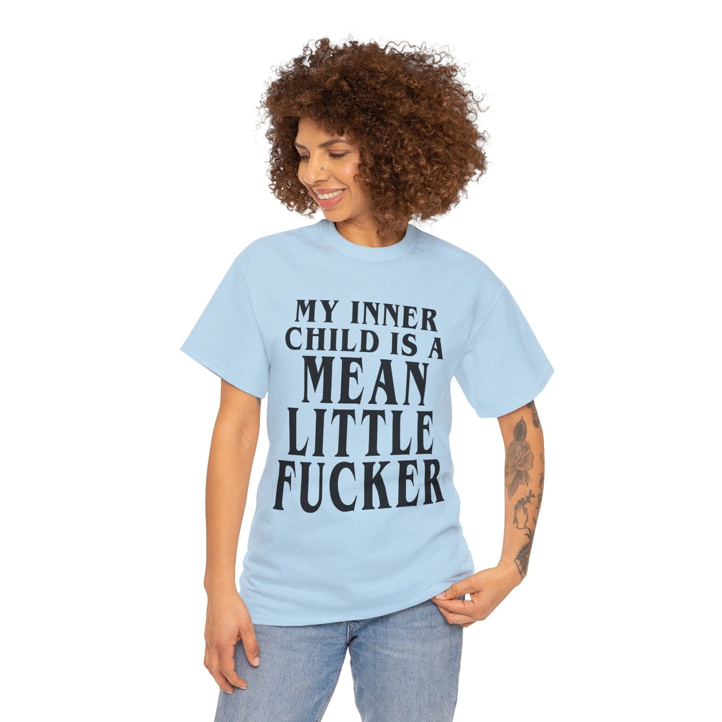 My Inner Child Is A Mean Little Fucker Graphic Tee Graphic Tees Australia Light Blue / S Graphic T-Shirt Australia -  Cool Graphic T-Shirts Online -  My Inner Child Is A Mean Little Fucker T-Shirt