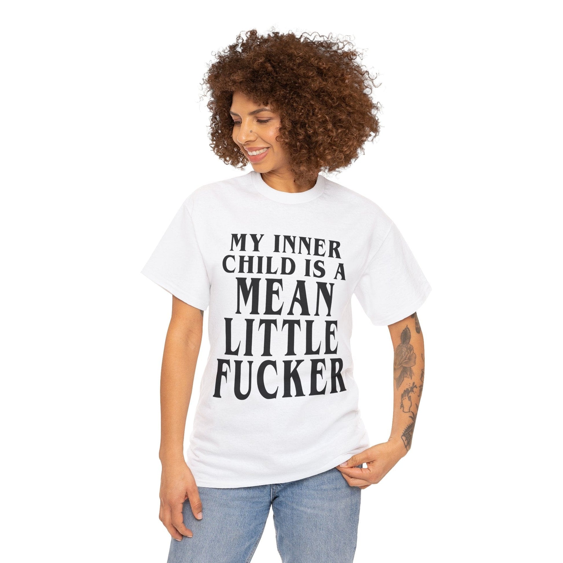 My Inner Child Is A Mean Little Fucker Graphic Tee Graphic Tees Australia White / S Graphic T-Shirt Australia -  Cool Graphic T-Shirts Online -  My Inner Child Is A Mean Little Fucker T-Shirt