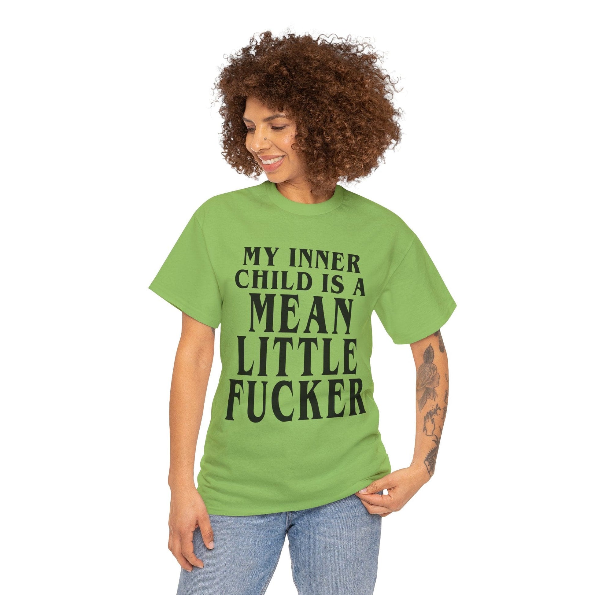 My Inner Child Is A Mean Little Fucker Graphic Tee Graphic Tees Australia Lime / S Graphic T-Shirt Australia -  Cool Graphic T-Shirts Online -  My Inner Child Is A Mean Little Fucker T-Shirt