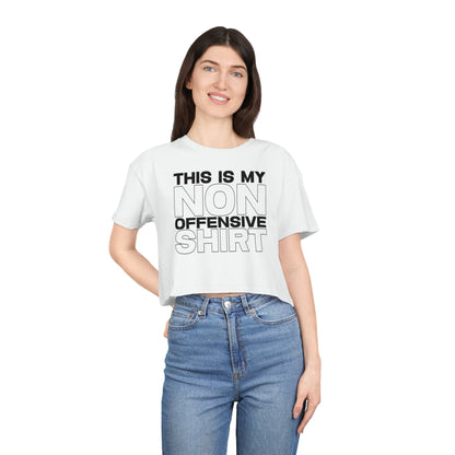 My Non Offensive Shirt Crop Tee Graphic Tees Australia White / XS Graphic T-Shirt Australia -  Cool Graphic T-Shirts Online - 