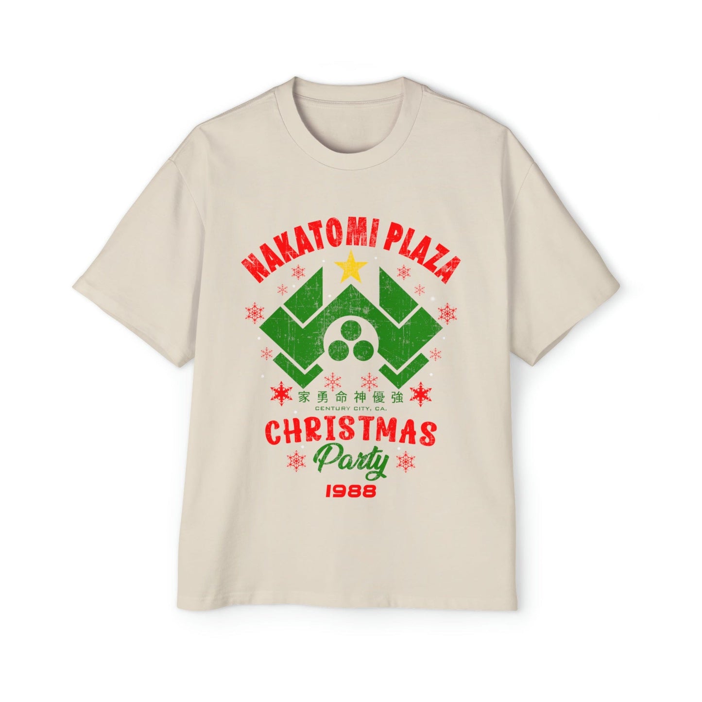 Nakatomi Plaza Christmas Party Oversized Tee Graphic Tees Australia Ecru / S Graphic T-Shirt Australia -  Cool Graphic T-Shirts Online - 