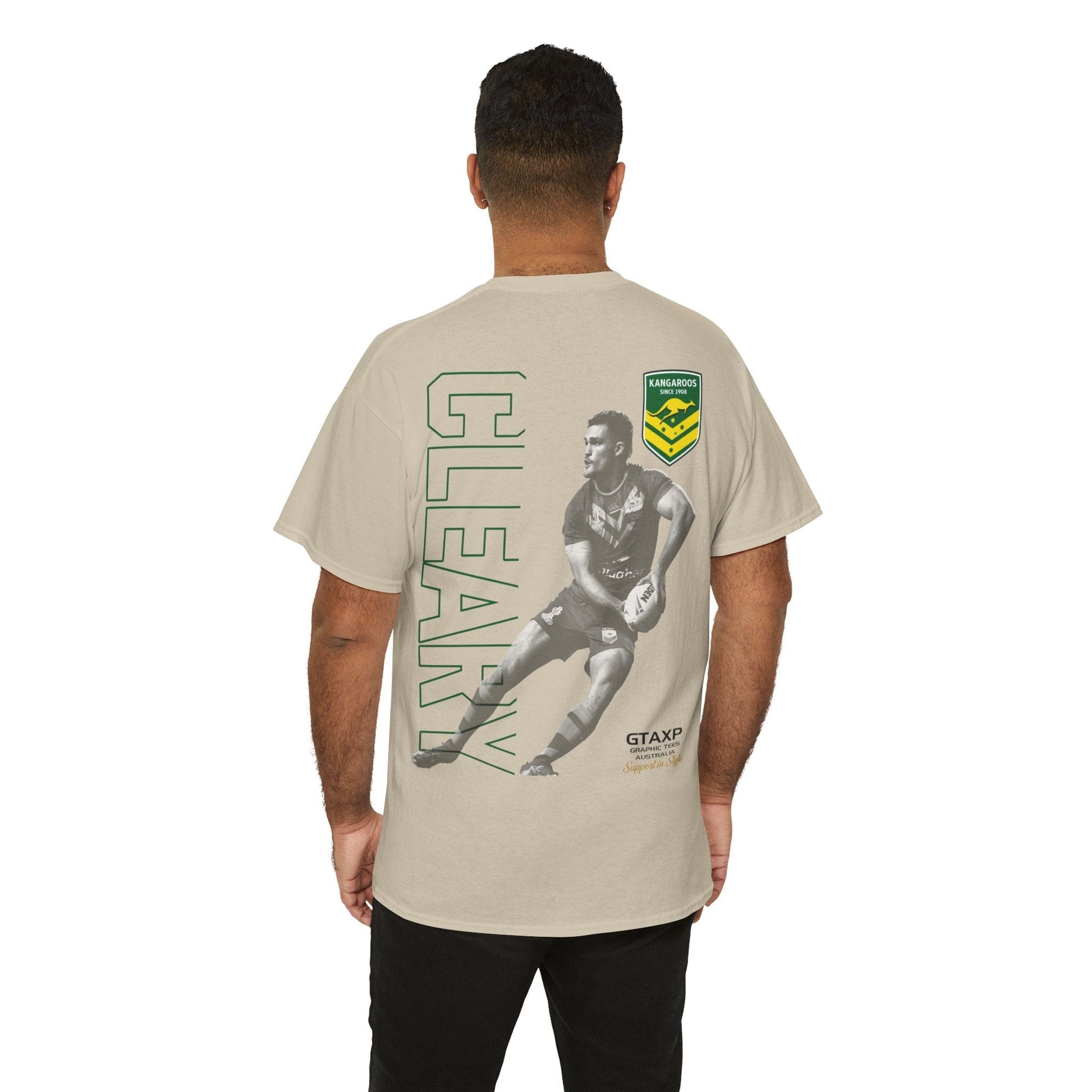 Nathan Cleary Kangaroos Graphic Tee Graphic Tees Australia Sand / S Graphic T-Shirt Australia -  Cool Graphic T-Shirts Online -  Nathan Cleary Kangaroos T-Shirt | Kangaroos Supporters Gear