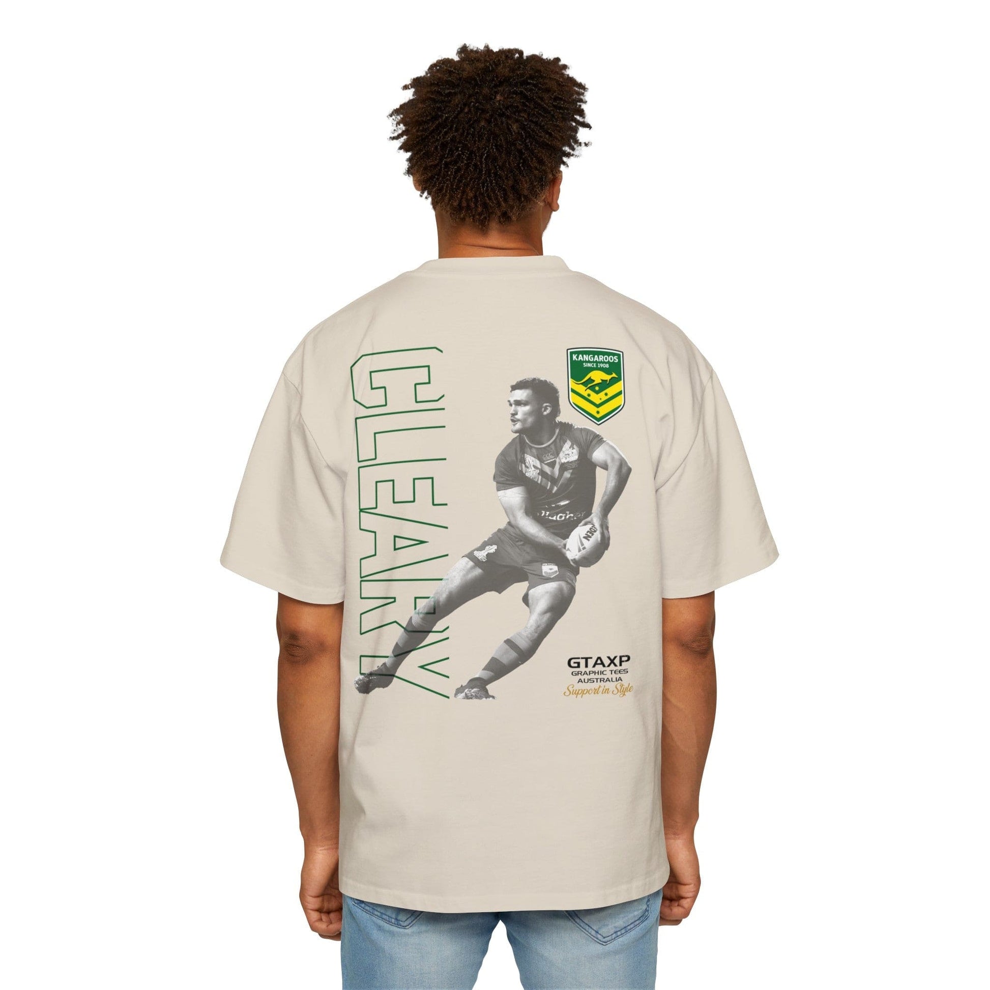 Nathan Cleary Kangaroos Oversized Tee Graphic Tees Australia Ecru / S Graphic T-Shirt Australia -  Cool Graphic T-Shirts Online -  Nathan Cleary Kangaroos Oversized Tee | Rugby League Tees