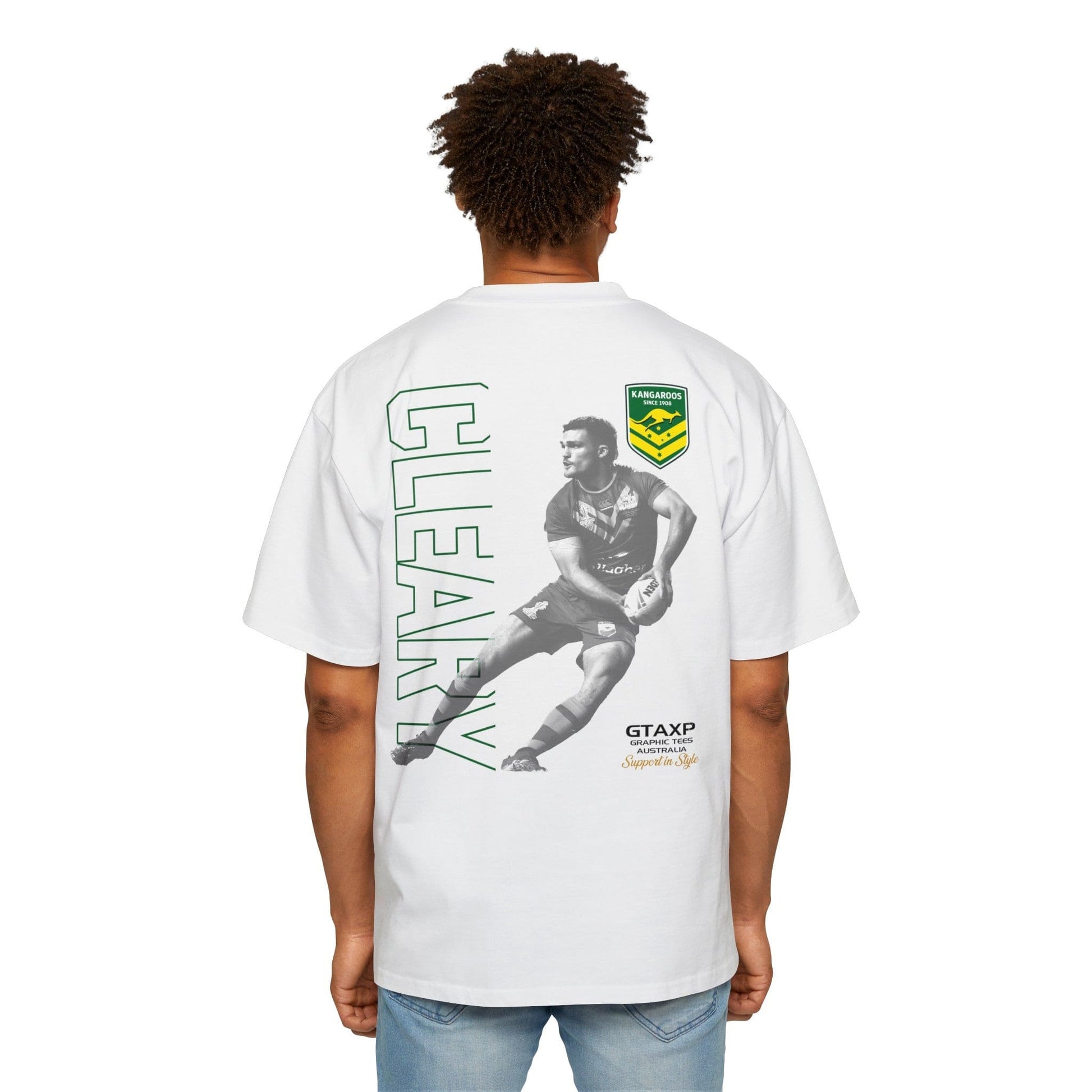 Nathan Cleary Kangaroos Oversized Tee Graphic Tees Australia White / S Graphic T-Shirt Australia -  Cool Graphic T-Shirts Online -  Nathan Cleary Kangaroos Oversized Tee | Rugby League Tees