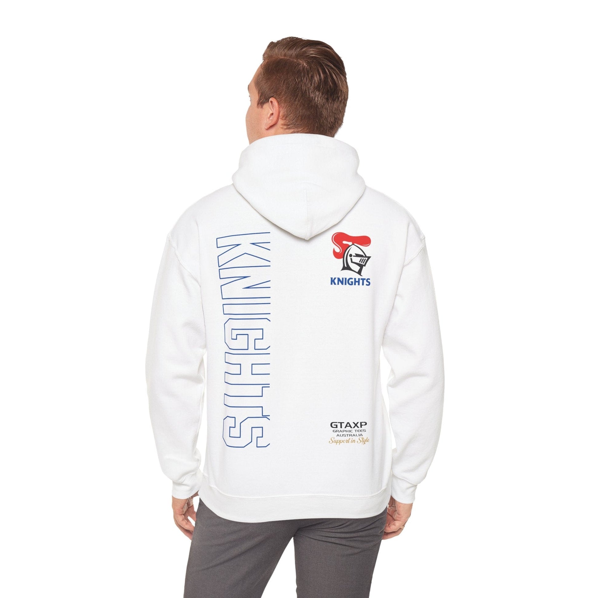 Newcastle Knights Duo Hoodie Printify White / S Graphic T-Shirt Australia -  Cool Graphic T-Shirts Online - 