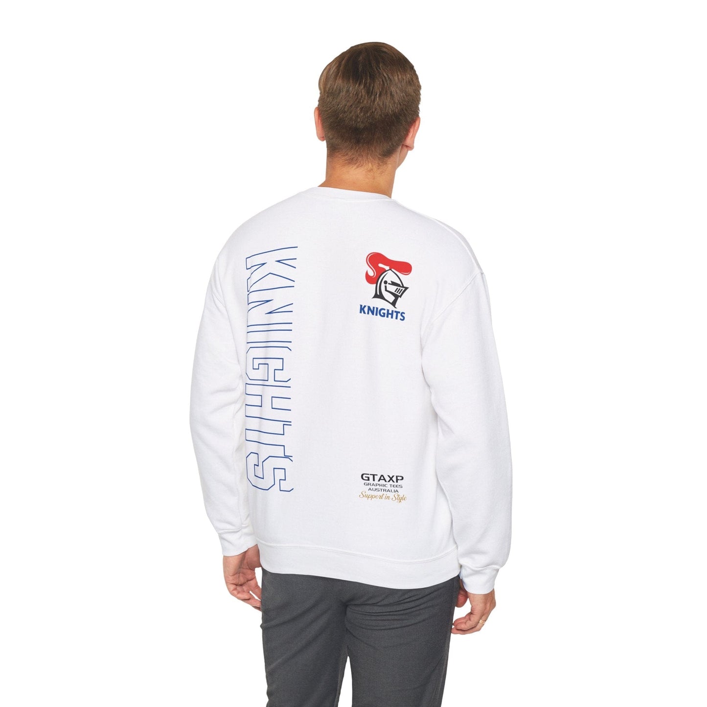 Newcastle Knights Duo Jumper Graphic Tees Australia White / S Graphic T-Shirt Australia -  Cool Graphic T-Shirts Online -  Newcastle Knights Duo Jumper | Newcastle Knights Crew Sweater