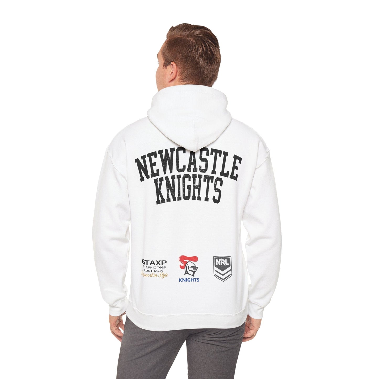 Newcastle Knights NRL Hoodie Printify White / S Graphic T-Shirt Australia -  Cool Graphic T-Shirts Online - 