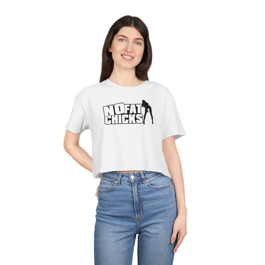 No Fat Chicks Crop Tee Graphic Tees Australia White / XS Graphic T-Shirt Australia -  Cool Graphic T-Shirts Online -  No Fat Chicks Crop Tee | Womens Graphic T-Shirts