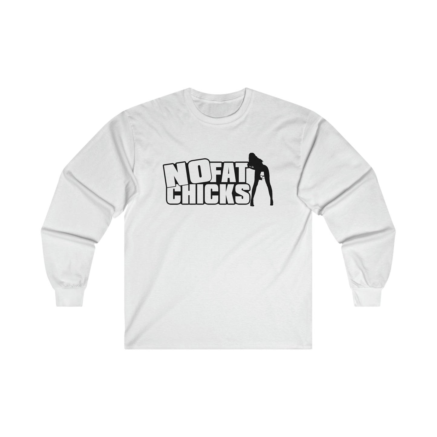 No Fat Chicks Long Sleeve Graphic Tees Australia S / White Graphic T-Shirt Australia -  Cool Graphic T-Shirts Online -  No Fat Chicks Long Sleeve | Funny Long Sleeve T-shirts Australia