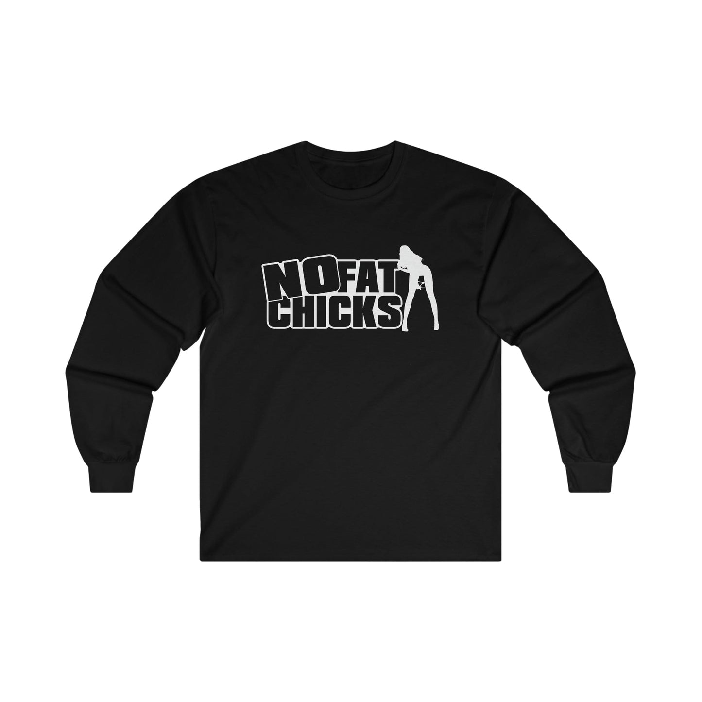 No Fat Chicks Long Sleeve Graphic Tees Australia S / Black Graphic T-Shirt Australia -  Cool Graphic T-Shirts Online -  No Fat Chicks Long Sleeve | Funny Long Sleeve T-shirts Australia