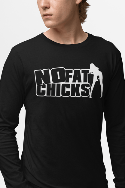 No Fat Chicks Long Sleeve Graphic Tees Australia Graphic T-Shirt Australia -  Cool Graphic T-Shirts Online -  No Fat Chicks Long Sleeve | Funny Long Sleeve T-shirts Australia