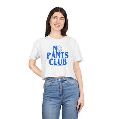 No Pants Club Crop Tee Graphic Tees Australia White / XS Graphic T-Shirt Australia -  Cool Graphic T-Shirts Online -  No Pants Club Crop Tee | Womens Crop T-Shirts Australia