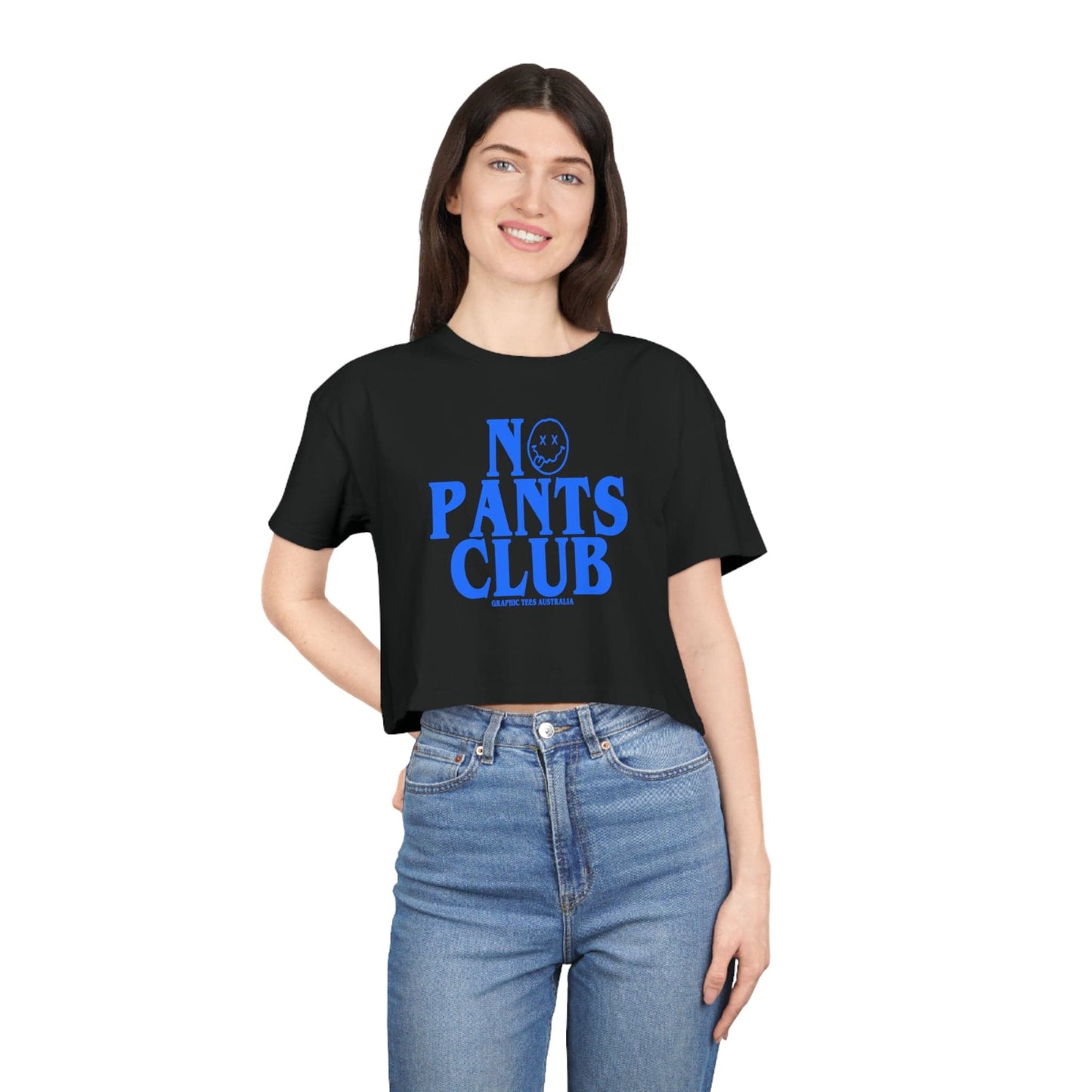 No Pants Club Crop Tee Graphic Tees Australia Black / XS Graphic T-Shirt Australia -  Cool Graphic T-Shirts Online -  No Pants Club Crop Tee | Womens Crop T-Shirts Australia