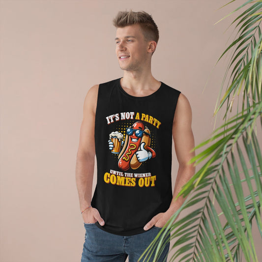 Not A Party Until The Weiner Comes Out Tank Top Graphic Tees Australia Black / XS Graphic T-Shirt Australia -  Cool Graphic T-Shirts Online - 