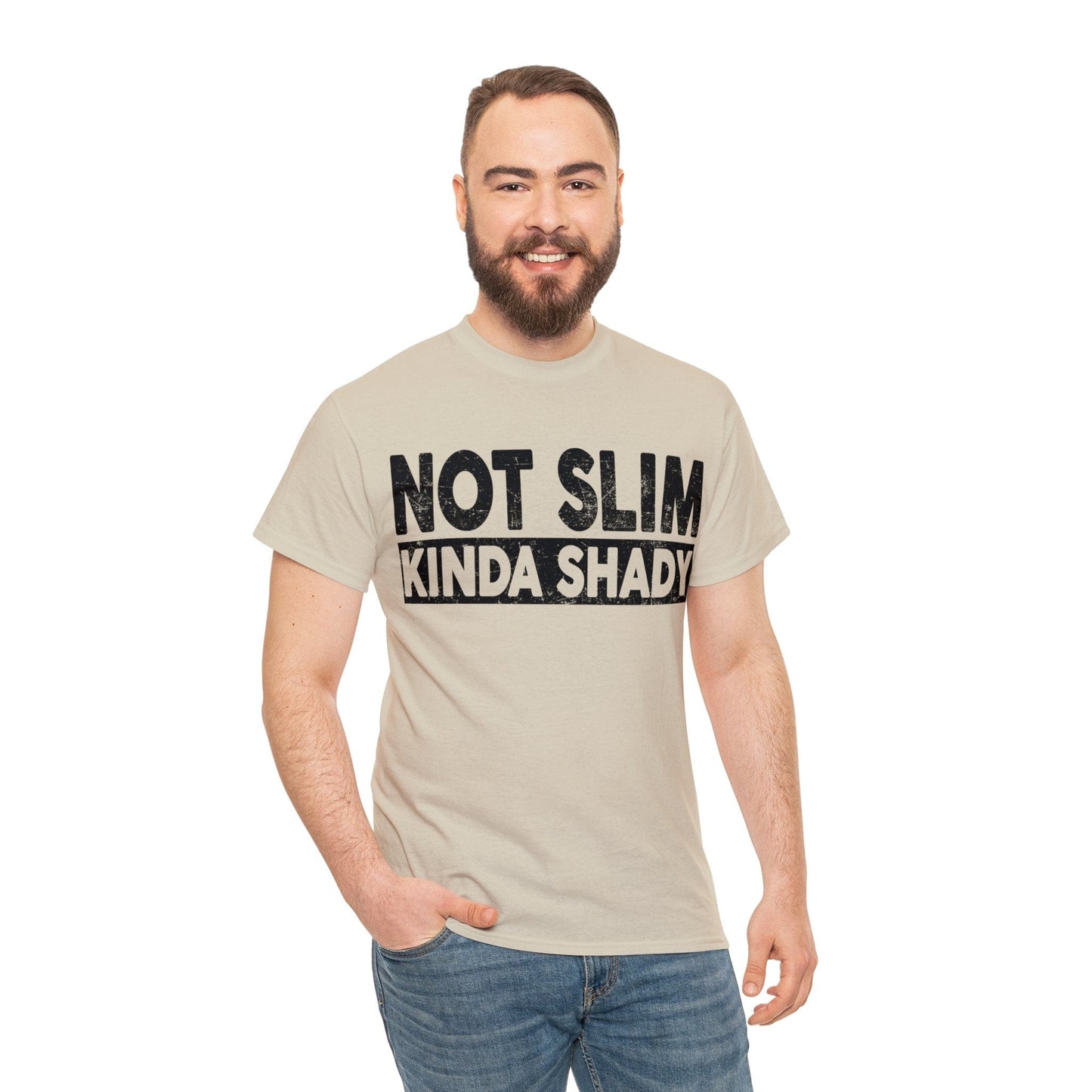 Not Slim Kinda Shady Graphic Tee Graphic Tees Australia Sand / S Graphic T-Shirt Australia -  Cool Graphic T-Shirts Online -  Not Slim Kinda Shady T-Shirt | Funny T-Shirts Australia