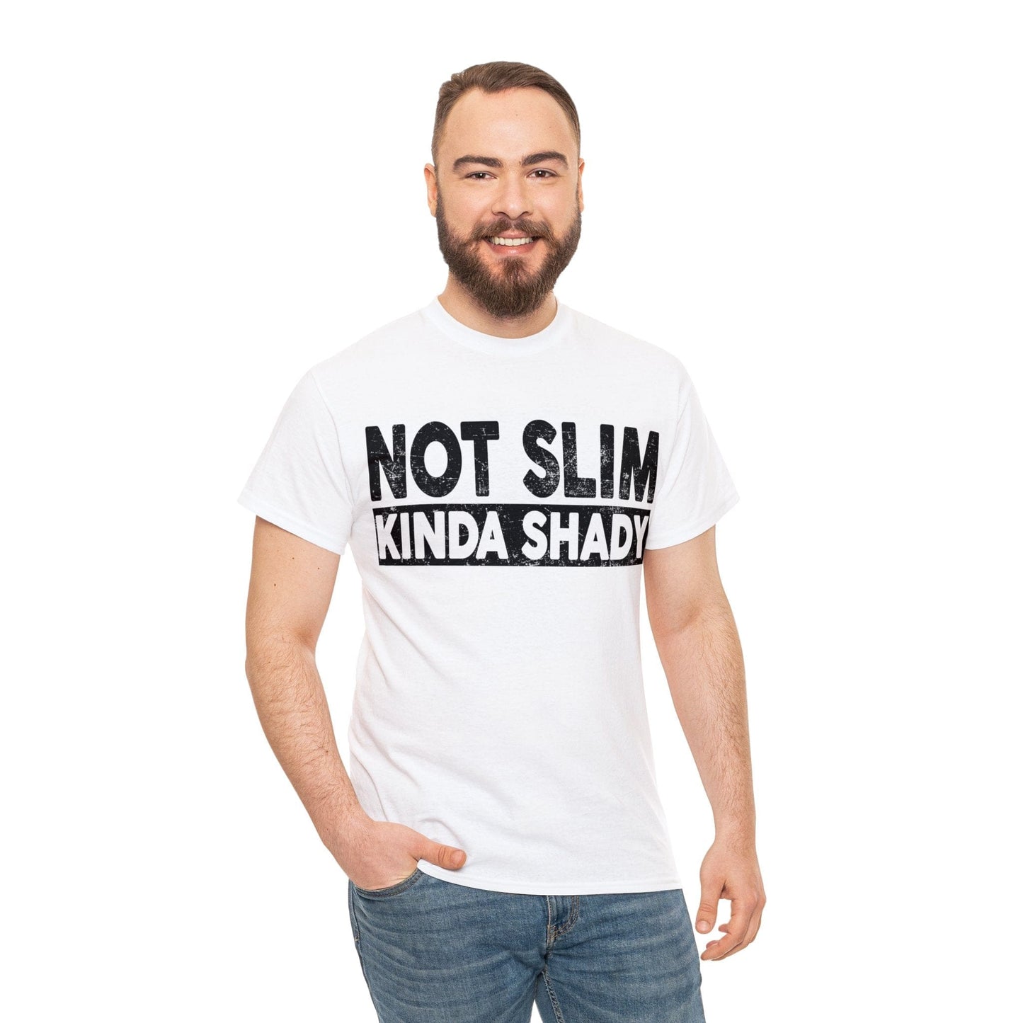 Not Slim Kinda Shady Graphic Tee Graphic Tees Australia White / S Graphic T-Shirt Australia -  Cool Graphic T-Shirts Online -  Not Slim Kinda Shady T-Shirt | Funny T-Shirts Australia