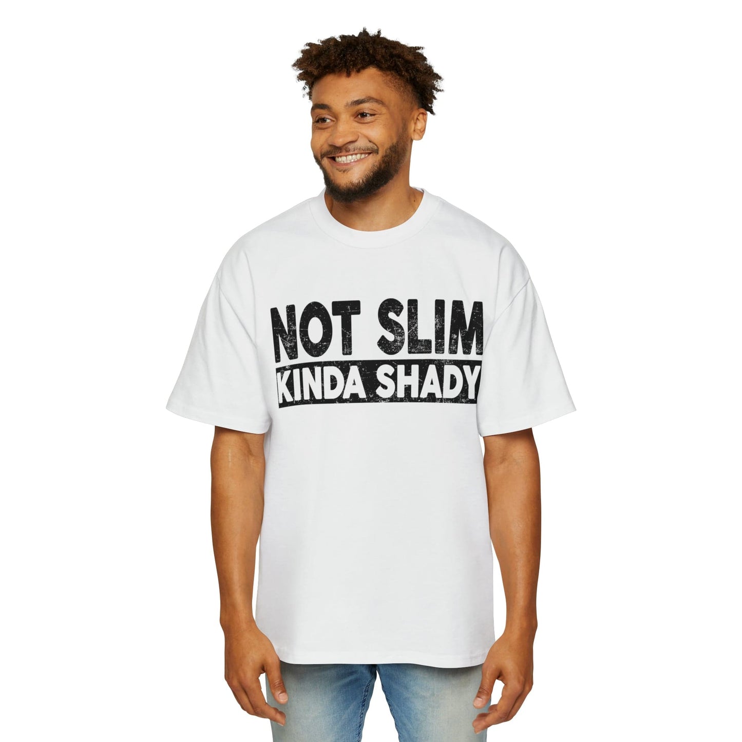 Not Slim Kinda Shady Oversized Tee Graphic Tees Australia White / S Graphic T-Shirt Australia -  Cool Graphic T-Shirts Online -  Not Slim Kinda Shady Oversized Tee | Funny Oversized T-Shirt