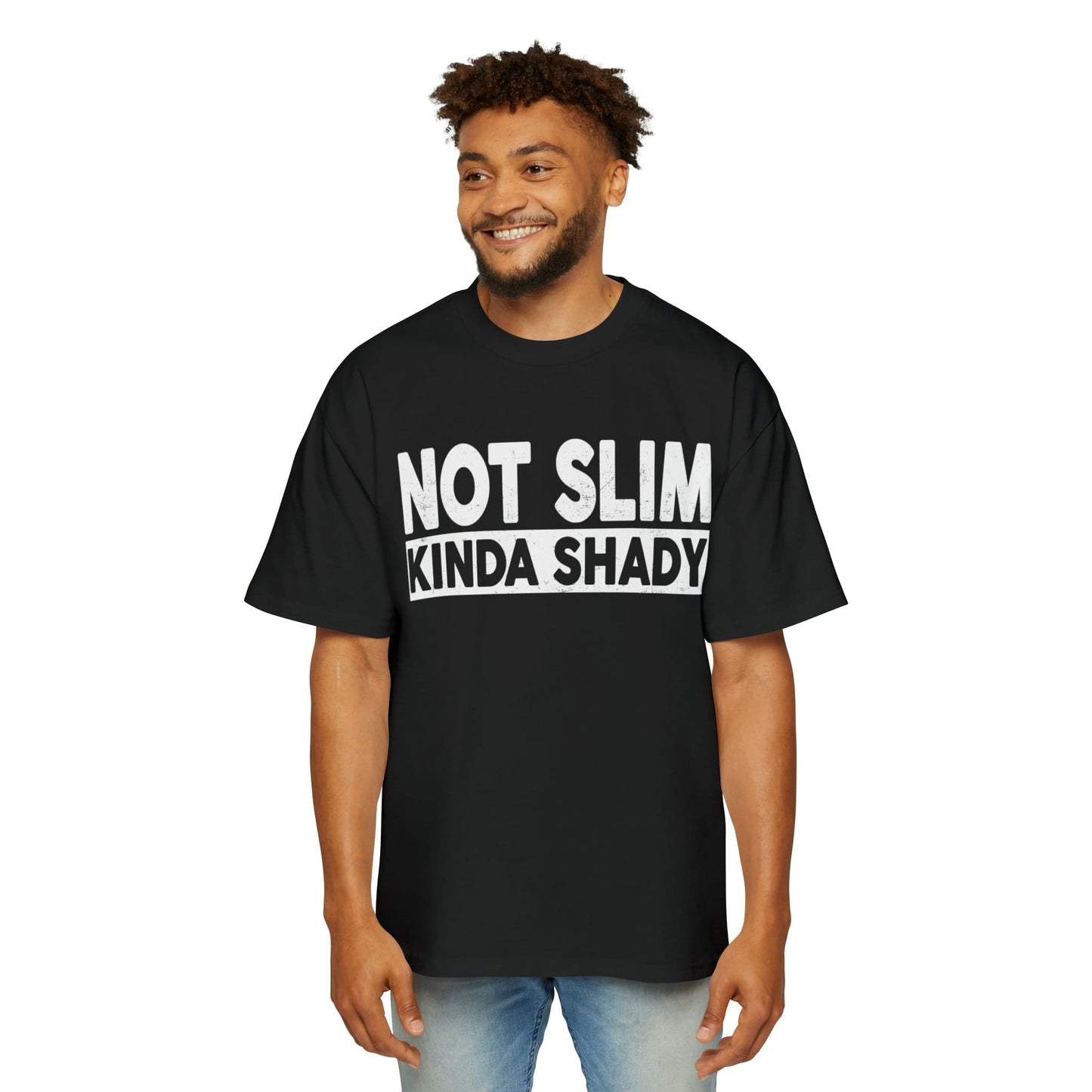 Not Slim Kinda Shady Oversized Tee Graphic Tees Australia Black / S Graphic T-Shirt Australia -  Cool Graphic T-Shirts Online -  Not Slim Kinda Shady Oversized Tee | Funny Oversized T-Shirt