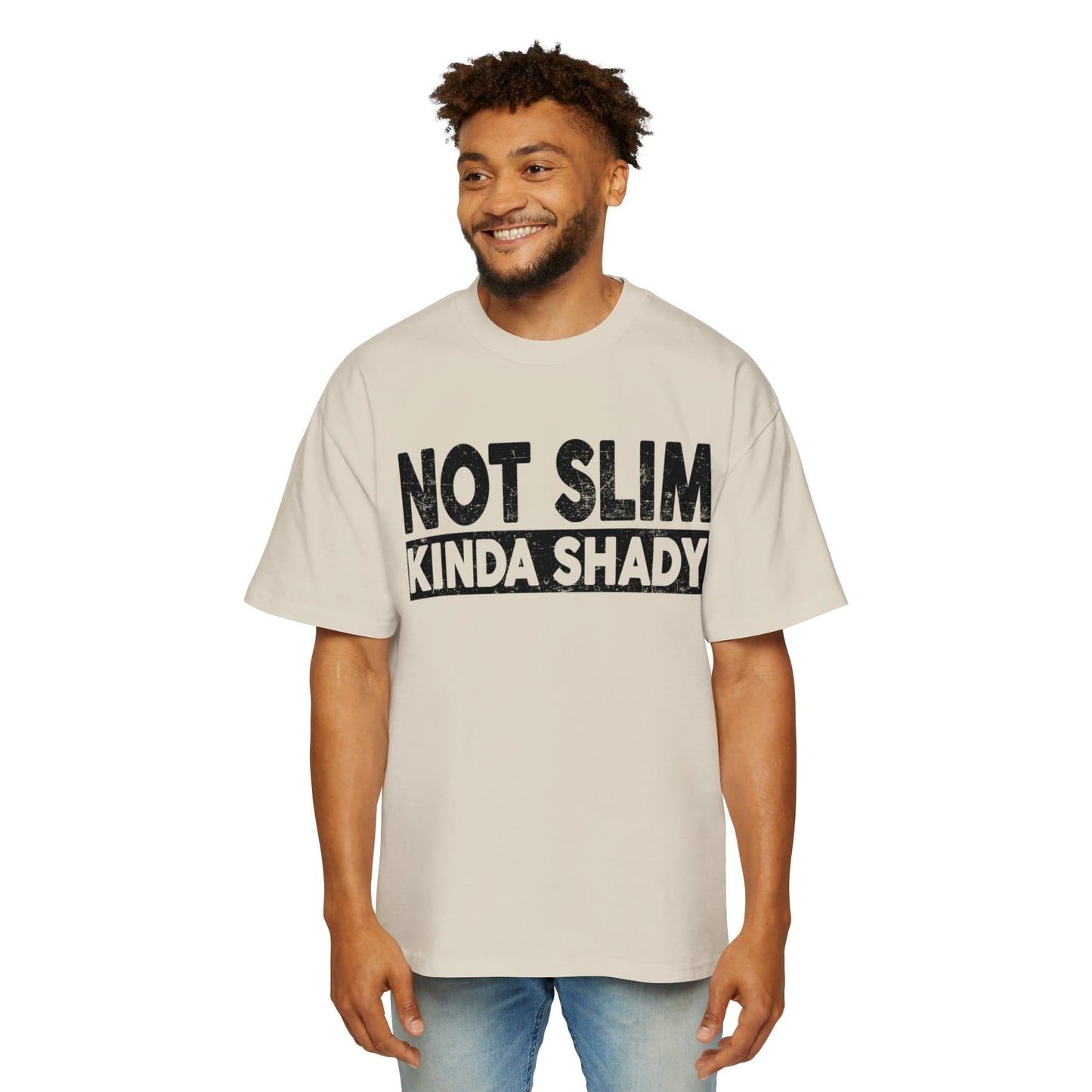 Not Slim Kinda Shady Oversized Tee Graphic Tees Australia Ecru / S Graphic T-Shirt Australia -  Cool Graphic T-Shirts Online -  Not Slim Kinda Shady Oversized Tee | Funny Oversized T-Shirt